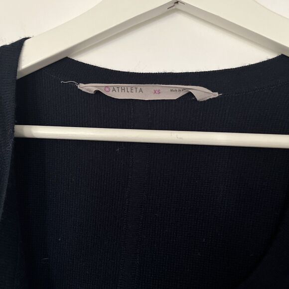 Athleta Wool Blend Open Front Sweater Cardigan Women Size XS Oversized Navy Blue - Picture 2 of 14